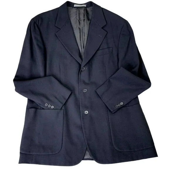 Talbots 100% Wool Suit Jacket 3 Buttons Lightweight Men Size 40S Black Italy - Picture 1 of 16